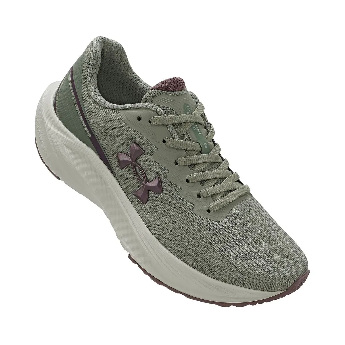 Visão superior do Tênis Under Armour Charged Wing 2 mostrando cabedal em mesh verde e amarração por cadarço